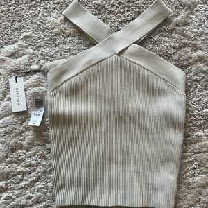 NWT Aritzia Babaton Sculpt Knit Beige Cross Tank